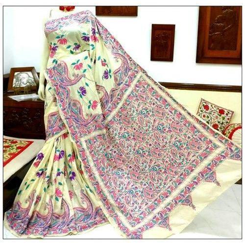 Printed Unstitched Ladies Kantha Stitch Saree, Technics : Machine Made