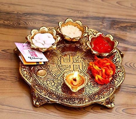 Polished Brass Pooja Thali, Size : Standard