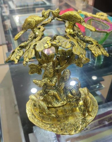 Golden 200 Gm Carved Polished Brass Radha Krishna Statue, For Office, Home, Gifting