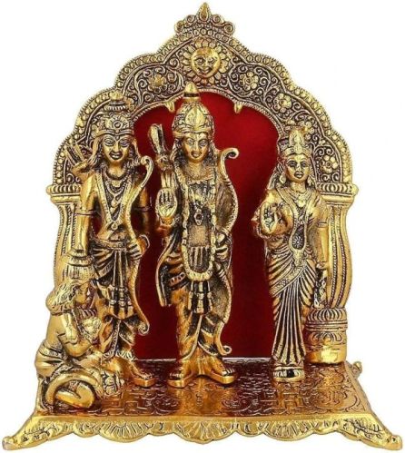 Carved Polished Brass Big RAM Darbar Statue, Color : Golden