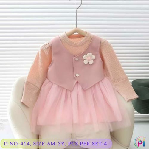 Cotton Girls Casual Wear Frock, Technics : Machine Made