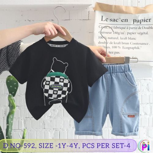 Boys Cotton T Shirt With Shorts Set Outfit