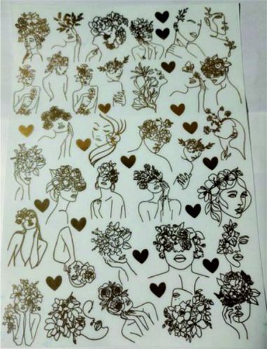 Silver Lady Face Line Art Sticker, Size : 8x14inch
