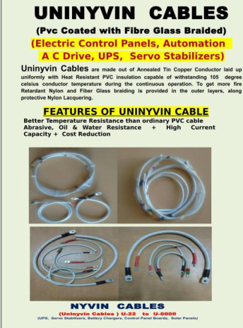 Uninyvin Cables - PVC Plastic Coated Fibre Covered Varnished