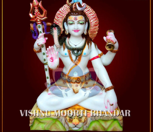 Multicolor Marble Shiva Statue, For Garden, Home, Office, Shop, Packaging Type : Carton Box