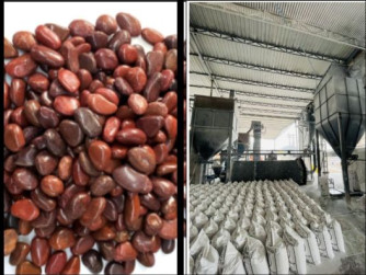 Black Rectangle Plain Natural Red Pebbles, For Construction, Flooring