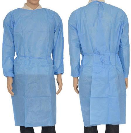 Sky Blue Full Sleeve Plain Non Woven Medical Surgical Gown, For Hospital, Size : All Sizes