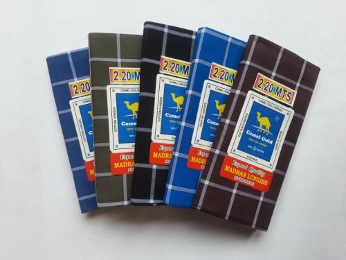 Mens Colorred Cotton Checked Lungies, Technics : Machine Made