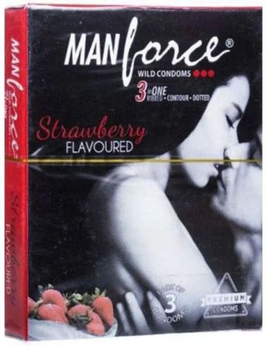 3 Pieces Manforce Dotted Condom, For Personal, Size : Regular