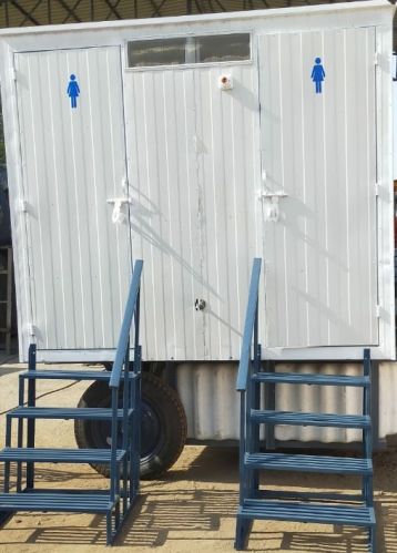 JKT Silver Polished Mobile Toilet, For Commercial Use, Domestic Use, Industrial Use