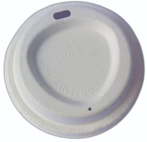 White Plain 90mm Bagasse Sipper Lid, For Covering Drinks, Shape : Round