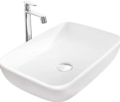 White Rectangular Fiona Ceramic Table Top Wash Basin, Style : Modern