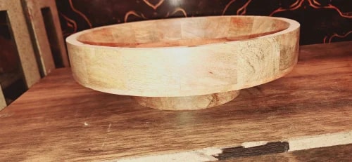 Plain Polished Large Mango Wood Bowl, Size : 15 Inch