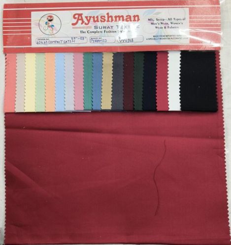 60*60 Compact Satin Shirting Fabric, Width : 58 Inch