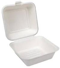 Plain Sugarcane Baggasse White Bagasse Clamshell Box For Food Packaging