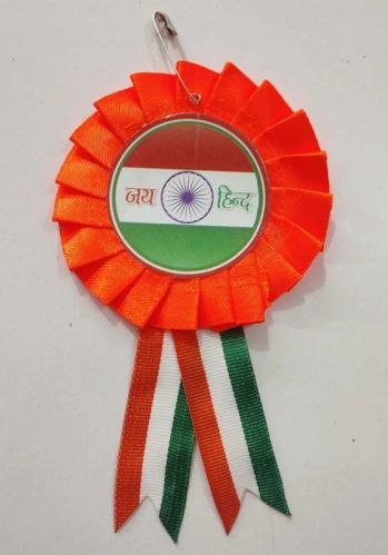 Satin Tiranga Ribbon Badge For Polyester