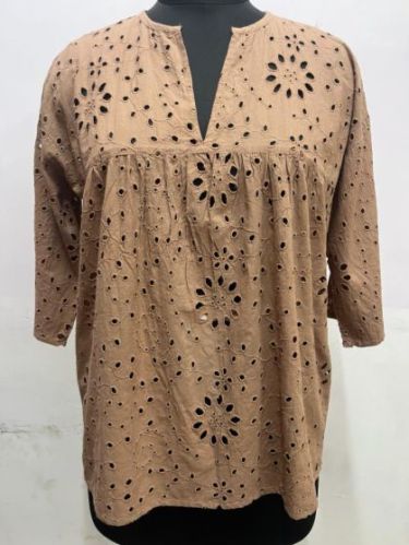 Cotton Ladies Brown Tops, Technics : Machine Made