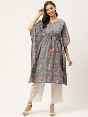 Printed Ladies Cotton Kaftan, Color : Grey