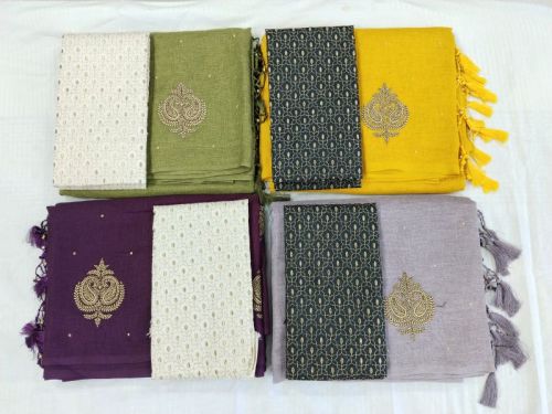 Designer Linen Cotton Saree, Saree Length : 5.5 Meter