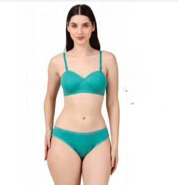 Plain Nylon Aqua Green Lingerie Set