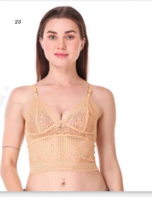 Beige Non Padded Bralette Bra, Technics : Machine Made