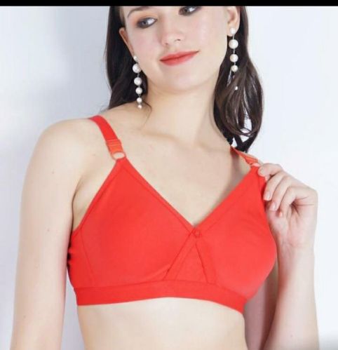 Plain Nylon Hosiery Red Padded Bra, Technics : Machine Made