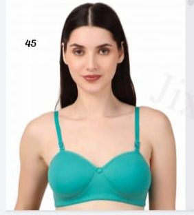 Plain Nylon NIsha Green Padded Bra, Technics : Machine Made