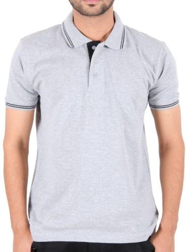 Plain Collar Neck Cotton Mens Tipped Polo T-Shirt, Size : All Sizes