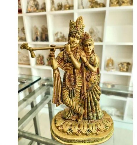 Plain Polished Beautiful Brass RadhaKrishna Statue, For Interior Decor, Office, Home, Gifting, Garden