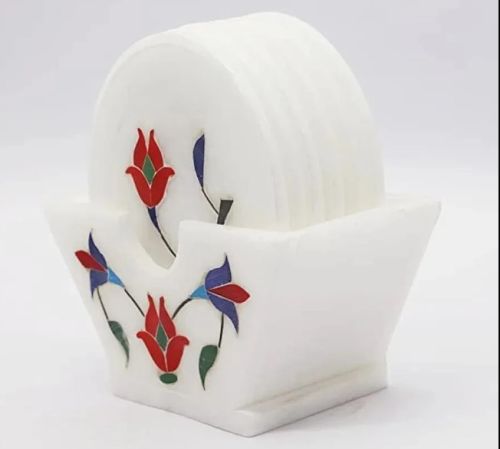Phooldaan Printed Non Polished Beautiful Marble Coaster Collection
