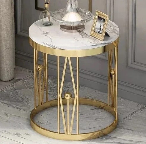 Round White Marble Side Table, Specialities : Seamless Design, Scratch Proof, Rust Free, Durable, Fine Finish