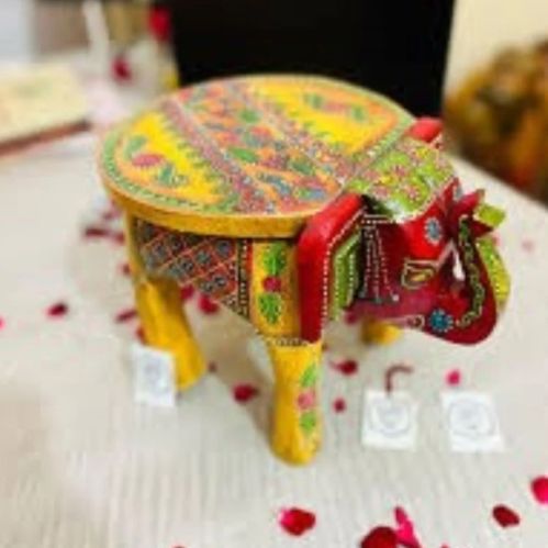 Wooden Elephant Stool For Home Decor, Size : 18D X 22H Inches
