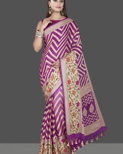 Shiffon Cotton Printed Unstitched Jacquard Chiffon Sarees, Packaging Type : Packet