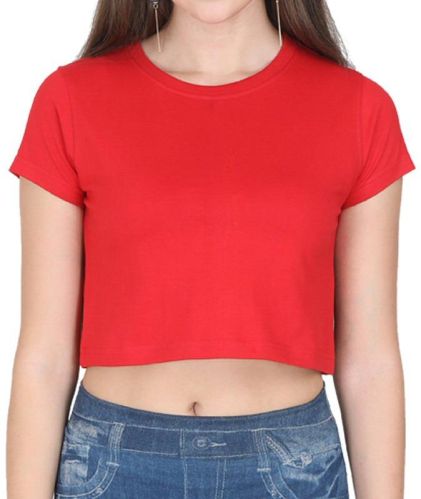 Plain Polyester Ladies Crop Tops, Technics : Machine Made