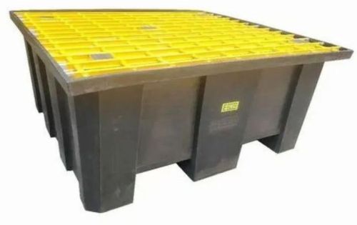 Black Plastic Four Industrial Drum Pallet, Shape : Rectangular