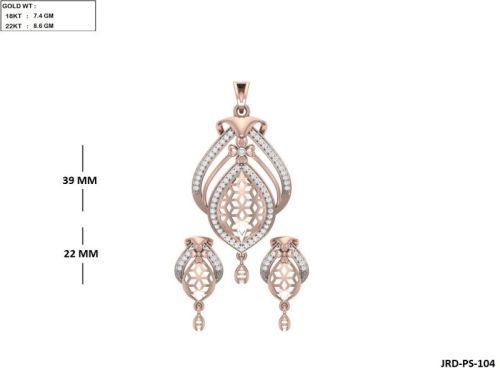 JRD-PS-104 Ladies Rose Gold Pendent Set