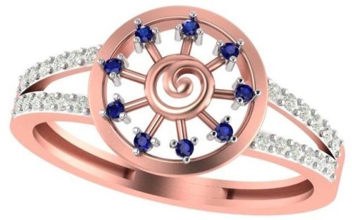 M-PLR-3923 Ladies Rose Gold Ring, Main Stone : American Diamond