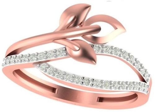 M-PLR-3938 Ladies Rose Gold Ring, Main Stone : American Diamond