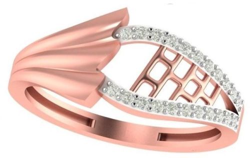 M-PLR-3940 Ladies Rose Gold Ring, Main Stone : American Diamond