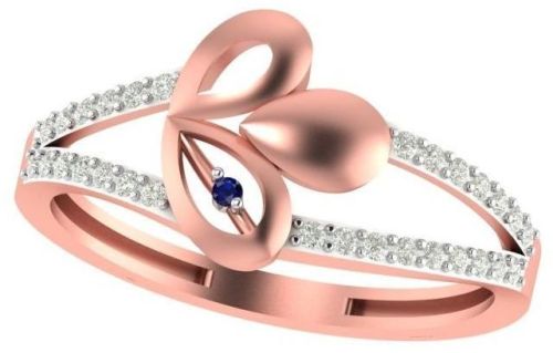 M-PLR-3948 Ladies Rose Gold Ring, Main Stone : American Diamond