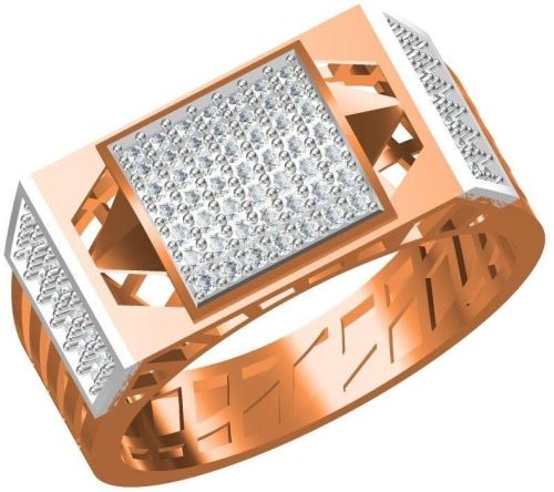 Polished SJGR-2361 Mens Gold Ring, Main Stone : American Diamond