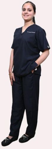 Charcoal Blue Half Sleeves Medical Scrub Set