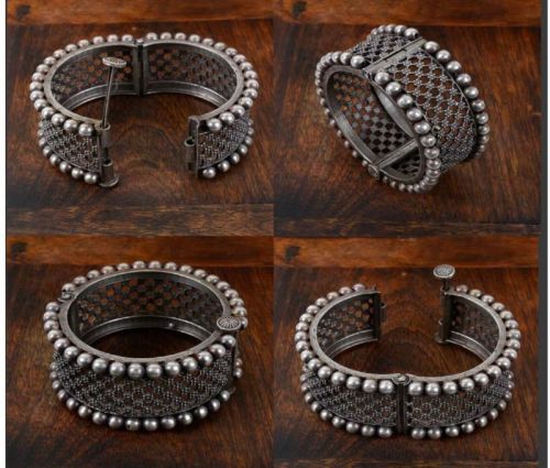 Metal Silver Oxidised Bangles Bracelet, Gender : Female