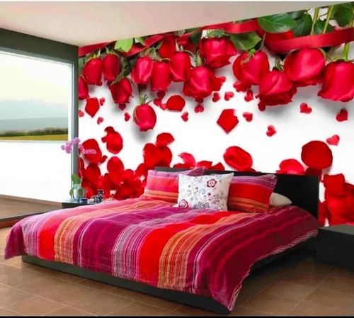 Printed PVC Designer Bedroom Wallpaper, Color : Multicolor