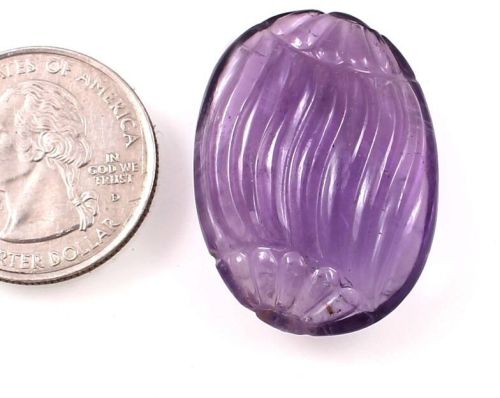 Amethyst Oval Shaped Carving Gemstone