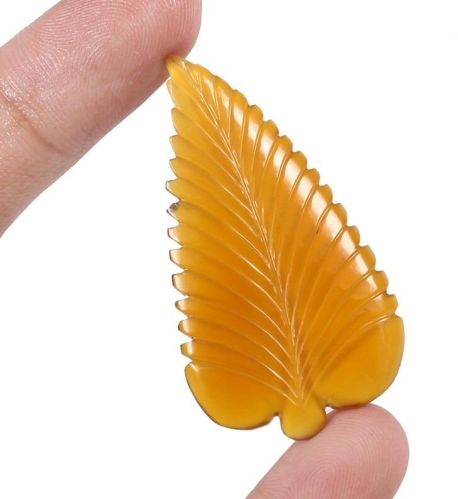 Leaf Shape Orange Chalcedony Carving Gemstone For Jewellery