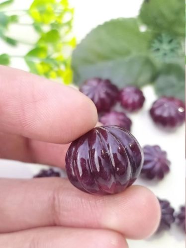 Polished Melon Carved Ruby Gemstone For Jewellery