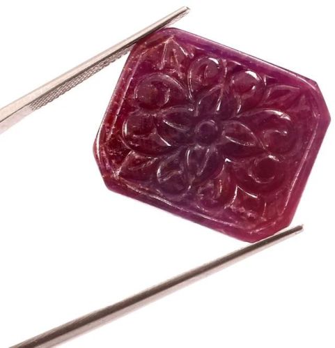 Natural Carving Rectangular Ruby Gemstone For Jewellery