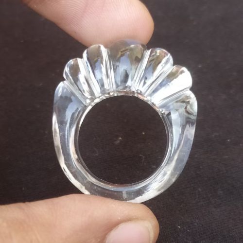 Natural Crystal Quartz Carving Ring For Jewellery