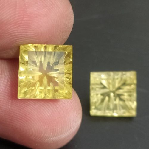 Polished Gemstone Natural Lemon Quartz Earring, Shape : Square